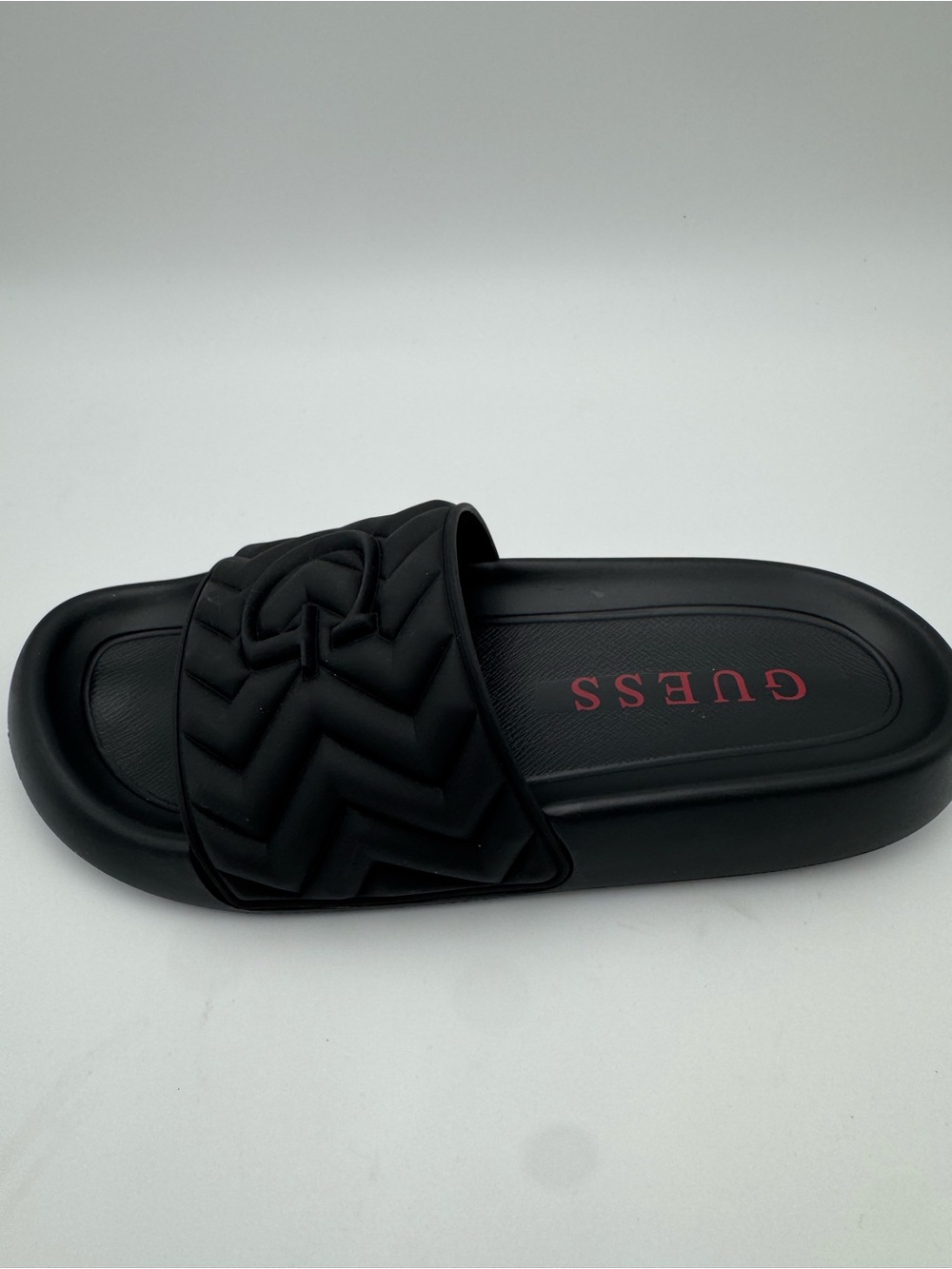 Guess Men’s Slide Sandals Size 10 Black Logo Casual Slip On New
